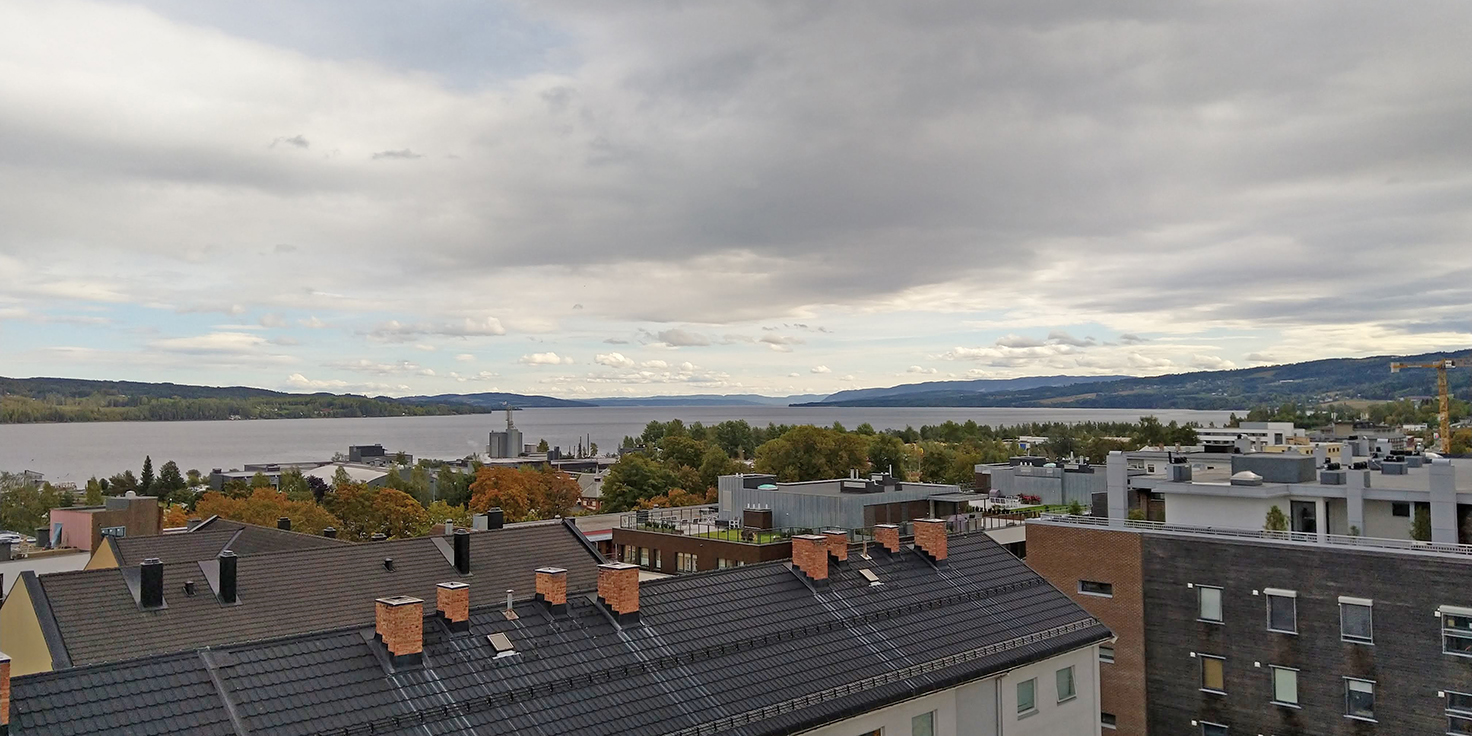 Felles takterrasse med utsikt over byen